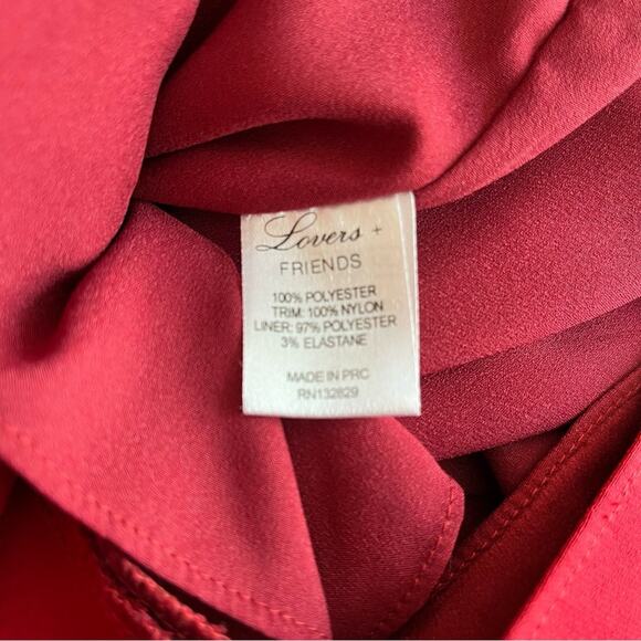 LOVERS + FRIENDS nicki romper in red cranberry black lace back size small - Picture 6 of 7